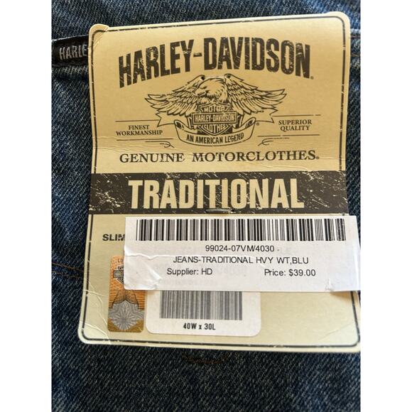 NWT HARLEY DAVIDSON Men’s Jeans 40x30 TRADITIONAL BLUE Jeans Denim Heavyweight - Picture 4 of 12